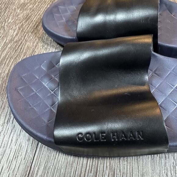 Cole Haan Grandpro Black Blue Leather Slip On Slides Sandals Sz 9 M main image 5